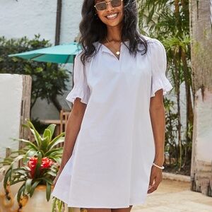 ADDISON BAY Cotton Poplin Newport Dress, White, Size Large